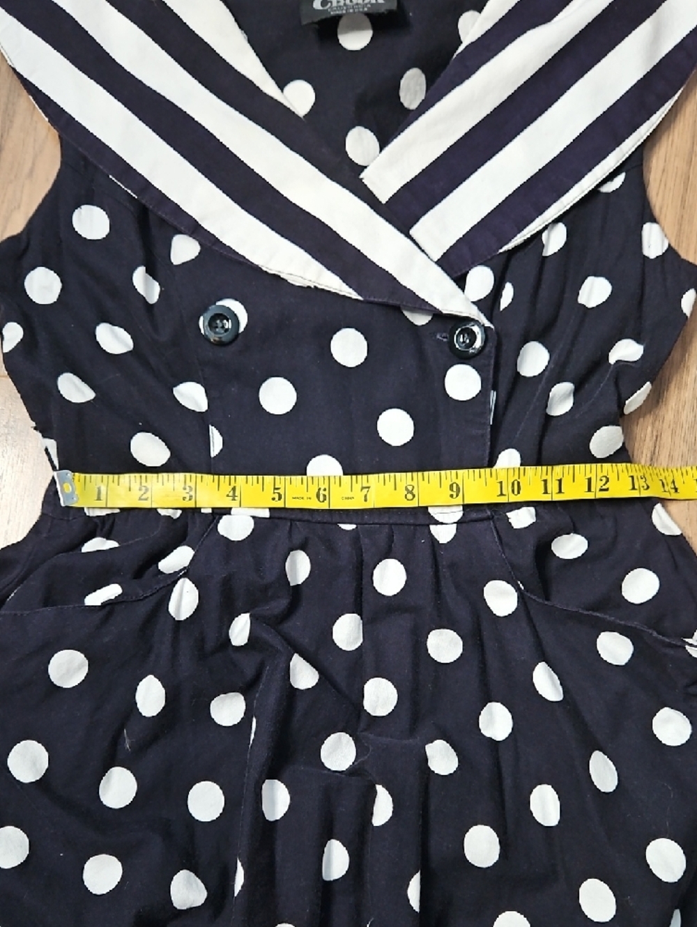 Choon Sleeveless Black and White Polka Dot Fit-and-Flare Dress Small - Picture 8 of 9